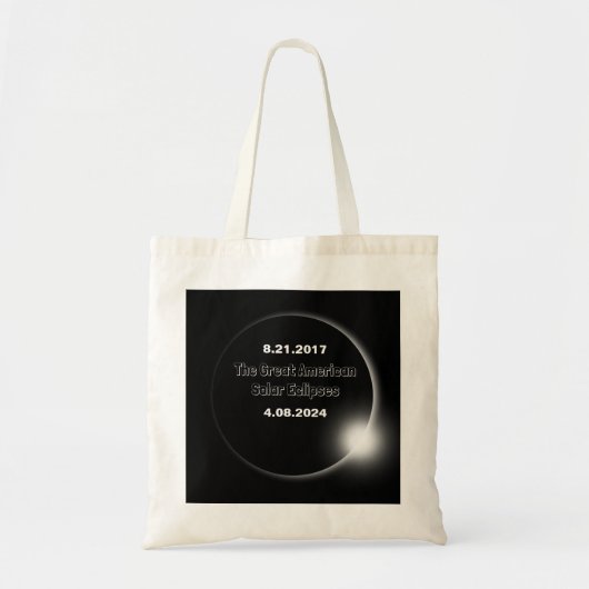 Tote Bag Éclipse solaire double date 2024 et 2017 (Devant)