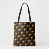 Tote Bag ECLIPSE Sphères fractales violentes Noir Jaune Rou (Devant)