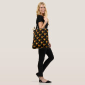 Tote Bag ECLIPSE Sphères fractales violentes Noir Jaune Rou (Sur le modèle)