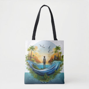 Tote Bag Eco Globe Adventure Design