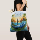 Tote Bag Eco Globe Adventure Design (De près)