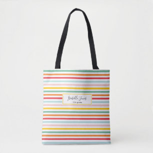 Tote Bag école coloré coloré amusant rainbow strié collège