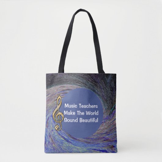 Tote Bag École de musique Merci Blue Spiral Swirl (Devant)