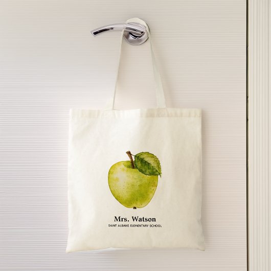 Tote Bag École de professeur personnalisée Pomme verte
