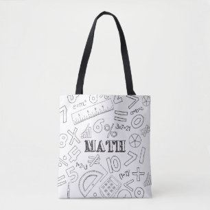 Tote Bag École Math Enseignant Doodle Math Art Coloriage Éc