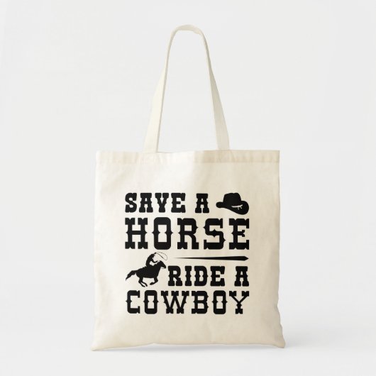 Tote Bag Économisez Une Promenade À Cheval Sur Un Cowboy (Devant)