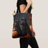 Tote Bag Écossais Terrier Chiot Automne Citrouille délice (De près)