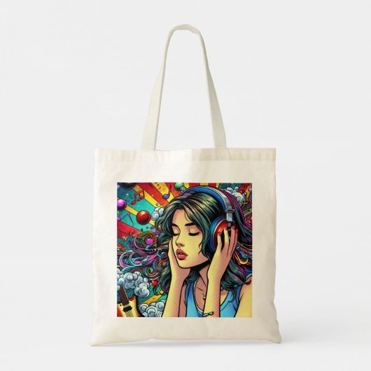 Tote Bag Écouter de la musique sur les écouteurs Psychédéli