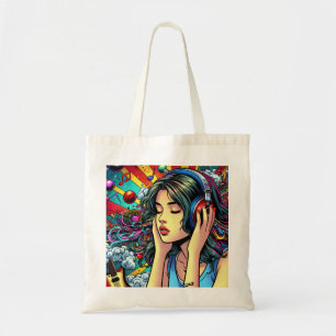 Tote Bag Écouter de la musique sur les écouteurs Psychédéli