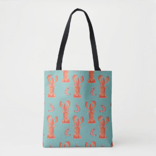 Tote Bag Écrevisse Langouste Motif Aquarelle Peint à la Mai