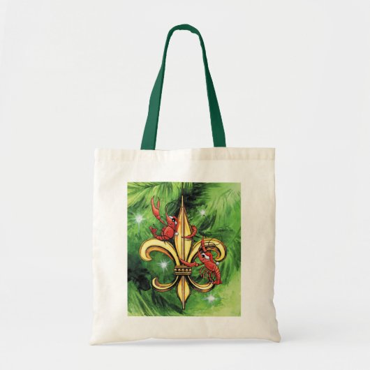 Tote Bag Écrevisses et Fleur de lis de Noël (Devant)