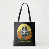 Tote Bag écrire modifier répéter Halloween Chat (Devant)