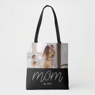 Tote Bag Écriture blanche établie maman personnalisable