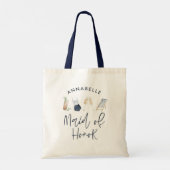 Tote Bag Écriture cocktail moderne filleul de mariage bleu (Dos)