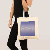 Tote Bag Écriture cursive éditable | Violet blanc et violet (Devant (produit))