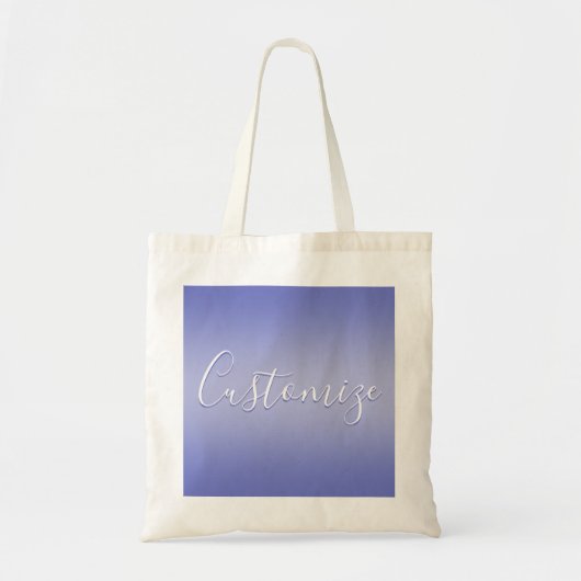Tote Bag Écriture cursive éditable | Violet blanc et violet (Devant)