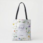 Tote Bag Écriture Fleur sauvage aquarelle personnalisée (Devant)