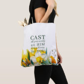 Tote Bag Écriture florale 1 Pierre 5:7 (De près)
