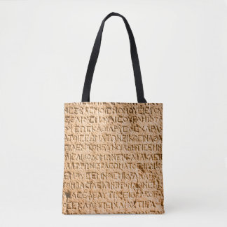 Tote Bag écriture grecque ancienne ciselée sur pierre