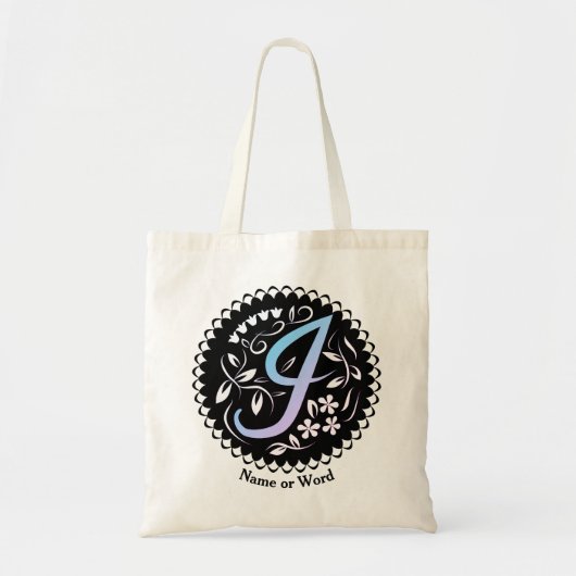 Tote Bag Écriture manuscrite de monogramme Alphabet I (Devant)