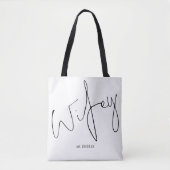 Tote Bag Écriture manuscrite Wifey Mariage Date Keepsaké (Devant)