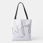 Tote Bag Écriture manuscrite Wifey Mariage Date Keepsaké (Dos)