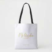 Tote Bag Écriture Moderne Gold Personnalisée Bridesmaitres (Devant)