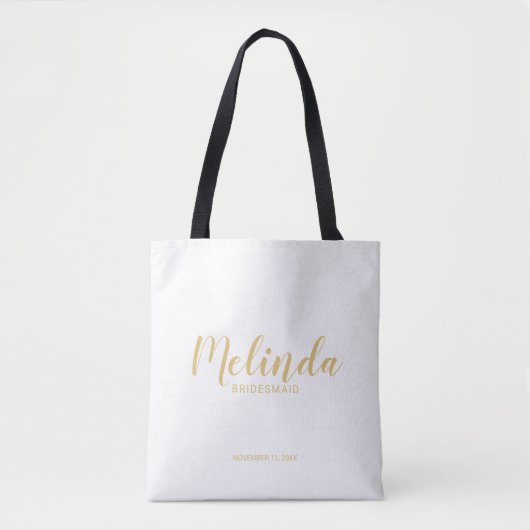 Tote Bag Écriture Moderne Gold Personnalisée Bridesmaitres (Devant)