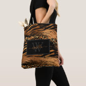 Tote Bag Écriture moderne monogrammée avec paillettes de cu (De près)