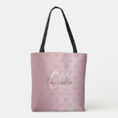 Tote Bag Écriture moderne rose monogramme (Dos)