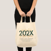 Tote Bag écriture moderne verte et or design graduation (Devant (produit))