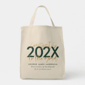 Tote Bag écriture moderne verte et or design graduation (Dos)