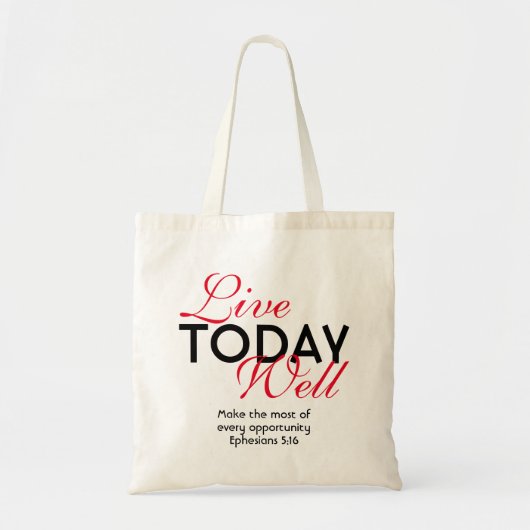 Tote Bag Écriture Motivationnelle VIVRE AUJOURD'HUI BIEN Ép (Devant)