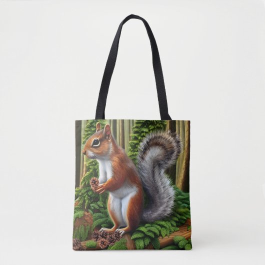 Tote Bag Écureuil Abstrait mignon aux Pinecones (Devant)