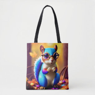 Tote Bag Écureuil bleu mignon avec lunettes