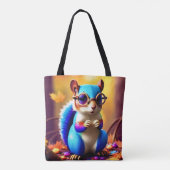 Tote Bag Écureuil bleu mignon avec lunettes (Dos)