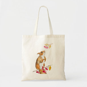 Tote Bag Écureuil d'aquarelle drôle sur une branche avec de