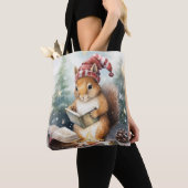 Tote Bag Écureuil de Noël lisant (De près)
