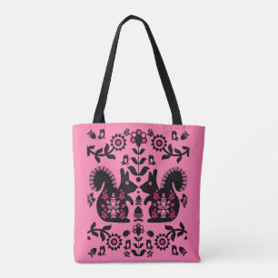 Tote Bag Écureuil Nordic Scandinave Folk Art