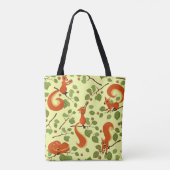 Tote Bag Écureuil rouge dans des branches noisettes. (Dos)