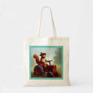 Tote Bag Écureuil sur un tracteur