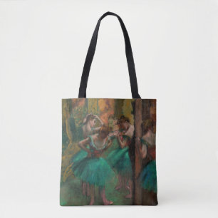 Tote Bag Edgar Degas - Danseurs, rose et vert