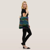 Tote Bag Edgy Agate | Dark Moody Jewel Tone Turquoise (Sur le modèle)