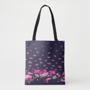 Tote Bag Edgy Elegance avec Floral Black Fourre-tout