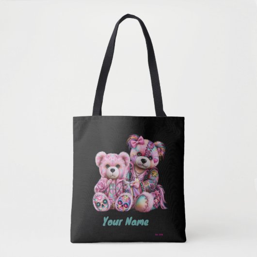 Tote Bag Edgy Too Punk Oursons Roses (Devant)