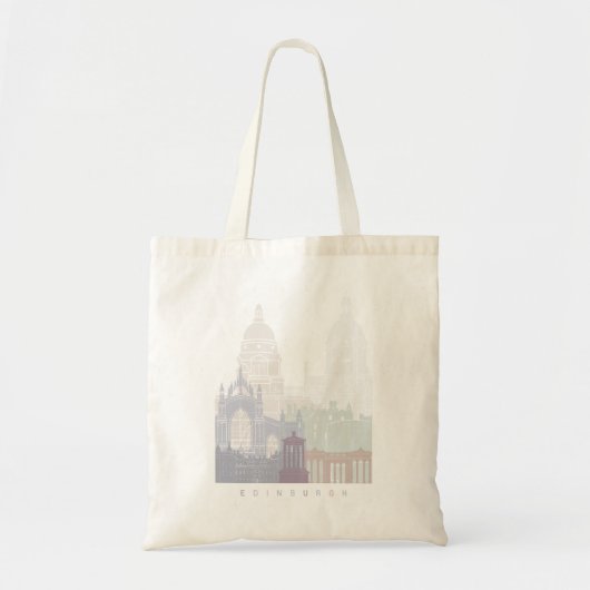 TOTE BAG EDINBURGH SKYLINE POSTER PASTEL (Devant)