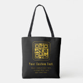 Tote Bag Editable QR Code & Text Template | Black & Gold (Dos)