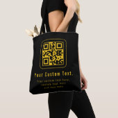 Tote Bag Editable QR Code & Text Template | Black & Gold (De près)