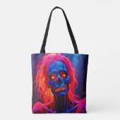 Tote Bag Eerie Skeleton avec conception de cheveux roses (Dos)