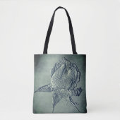 Tote Bag Effet sculpté Argent Rosebud Flower Art (Devant)